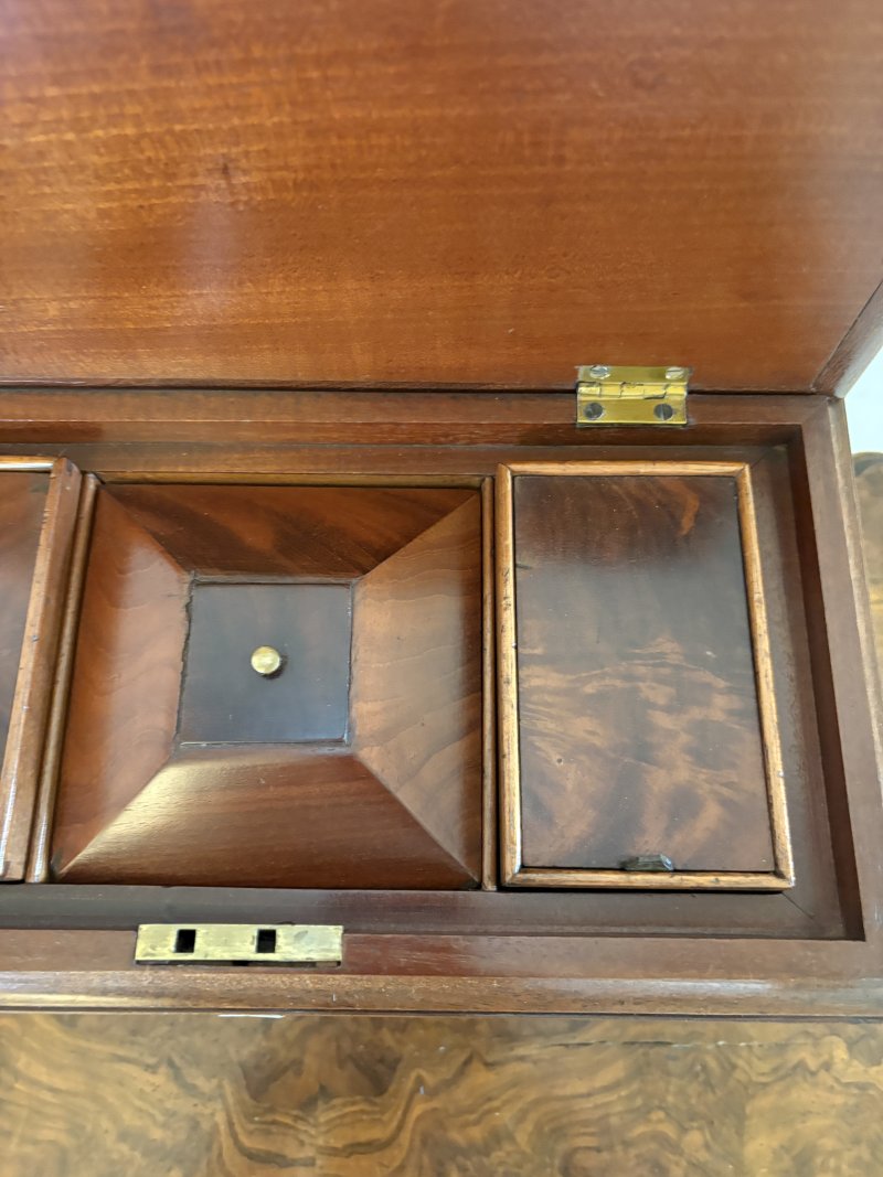 Antique Quality Regency Figured Mahogany Tea Caddy - Image 13